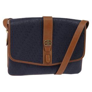 Authentic BALENCIAGA Shoulder Bag PVC Navy Gold